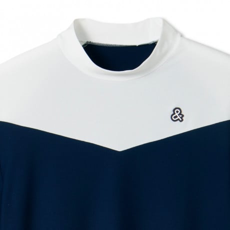 メンズ ロゴプリント半袖モックネックシャツ 2023 春夏 ゴルフウェア AMS9503V5 NVWH