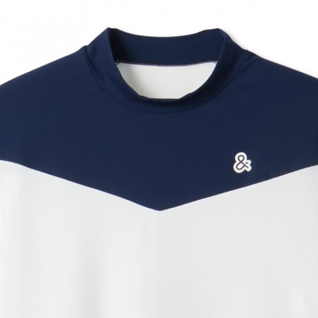 メンズ ロゴプリント半袖モックネックシャツ 2023 春夏 ゴルフウェア AMS9503V5 WHNV